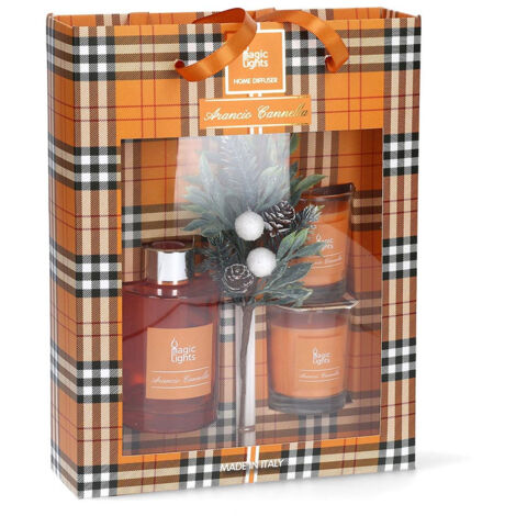 étui Diffuseur Mikado + 2 Bougies Magic Lights Orange-canelle - Magic Lights (1/2)