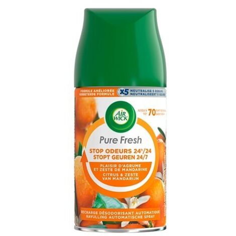 Recharge Air Wick Freshmatic zeste de mandarine – Parfum frais – Diffusion jusqu'à 70 jours – Pour diffuseur 250 ml