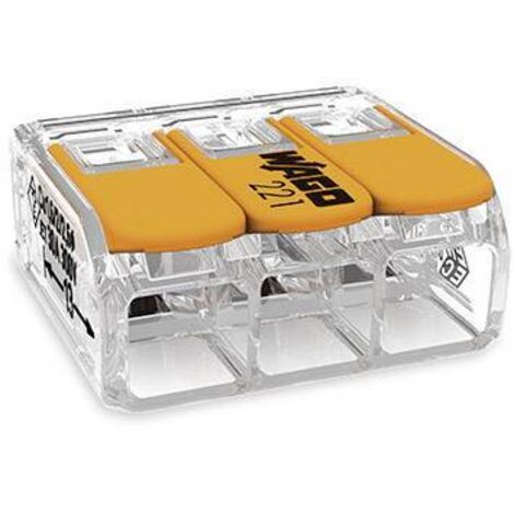 Wago – Borne de raccordement électrique 3 pôles – Section 0.5-6 mm² – Design ultra-mince pour espaces confinés – Contrôle visuel transparent (1/5)