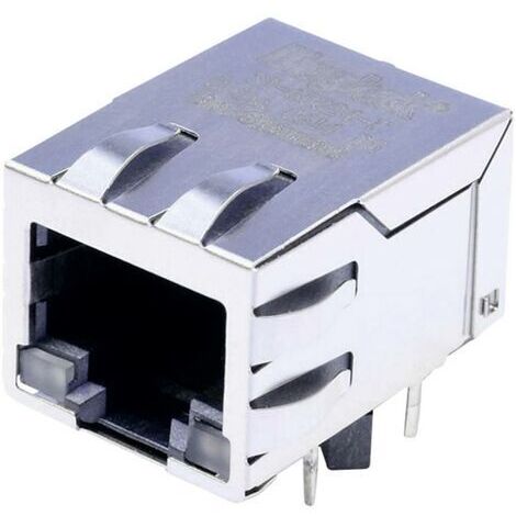 MagJack 10/100Base-TX 4 Transformateur avec LEDs Tab down BEL Stewart Connectors SI-60024-F RJ45 embase femelle horizon (1/4)