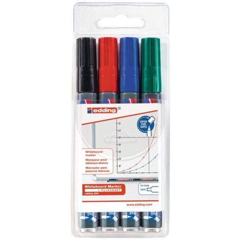 Edding 4-250-4 Marqueur tableau blanc noir, bleu, rouge, vert 1 set Q056493
