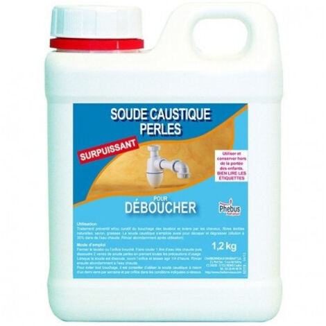 Soude caustique 1kg déboucheur chimique ultra-puissant – Dissout graisses et cheveux – Formule concentrée pour canalisations – Phebus