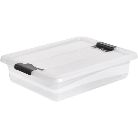 KEEEPER Boîte de Rangement avec Couvercle et Système de Fermeture Coulissante 7L Natural transparent