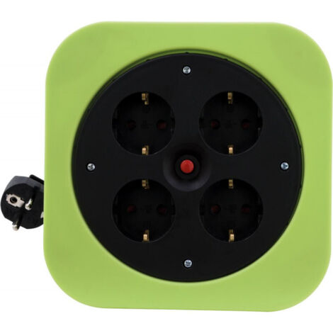 REV 0010012400 prise multiple 10 m 4 prises CA Intérieur Noir, Vert - Prises multiples (10 m, 4 prises CA, Intérieur, 1,5 mm², Noir, Vert, 230 V) (1/4)