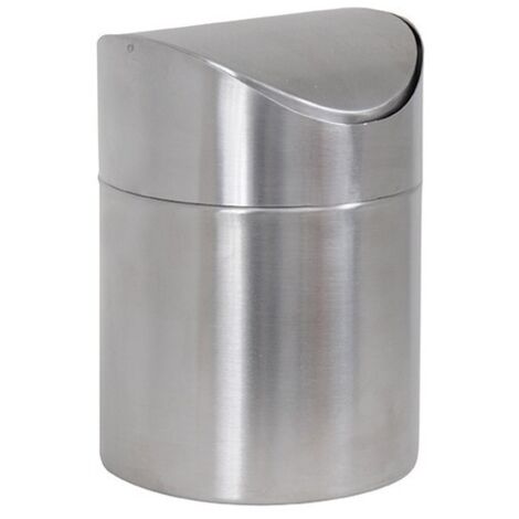 Poubelle à bascule de table ou cosmétique 1,5L Inox MSV (1/5)