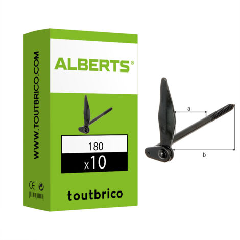 Lot de 10 arrêts de volet marseillais à visser noir 180mm – Acier brut laqué – Fixation à vis – Pour montage rapide – Alberts (1/2)