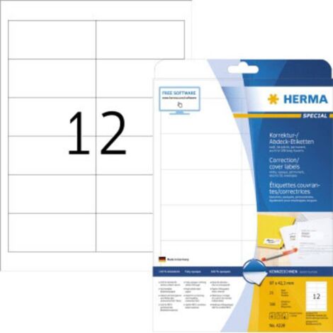 Herma 4228 Etiquette de correction 97 x 42.3 mm papier, mat blanc 300 pc(s) fixation permanente imprimante laser, photo (1/4)