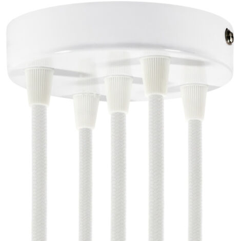 Kit de rosettes métalliques cylindriques à 5 trous creative cables - Conique, blanc brillant