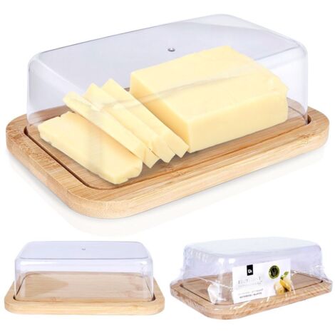 Beurrier en Bambou avec Couvercle 19 x 12 cm Beurrier - EH Excellent Houseware