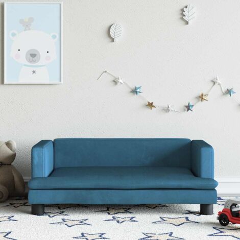 Vidaxl – Canapé pour enfants bleu velours 80x45x30 cm – Rembourré en mousse épaisse – Cadre en bois de pin massif – Sécurisé sans bords tranchants (1/5)