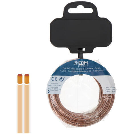 Bobine de câble parallèle couleur transparente 2x0,75mm² 15m (Audio et vidéo) EDM (1/2)