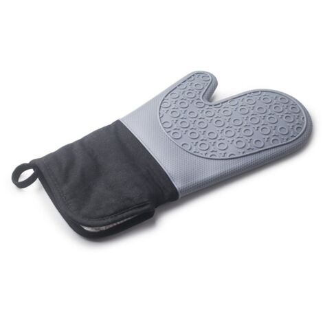 Gant de cuisine en silicone et tissu, 33,5 cm, noir et gris (1/2)