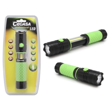Cegasa torche professionnelle led extensible avec lumière frontale de 350lm et lumière latérale de 120lm - étanche ip44 -- étanche - alimentée par 4 piles aaa (non incluses) (1/2)