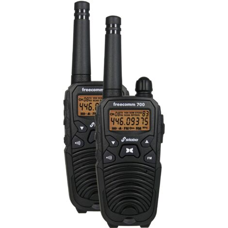 Talkie walkie 8 canaux – Portée 10 km – Lumière d'urgence LED – Réglage volume 8 niveaux – Indicateur batterie faible – Stabo (1/5)