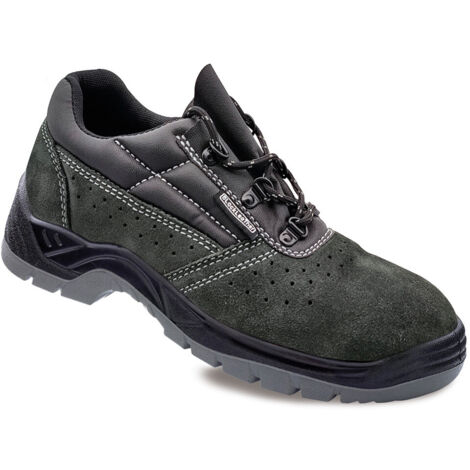 Chaussures de sécurité en croûte de cuir perforé gris foncé S1P SRC taille 41 cuir noir (1/2)