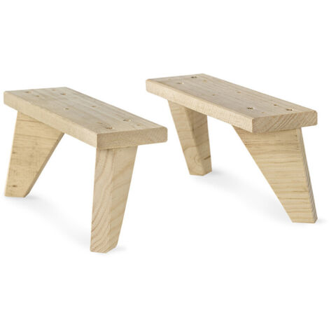 Idroweb – Lot de 2 pieds dinamiques en pin massif – Dimensions 13,5 x 9 x 31 cm – Finition naturelle pour meubles nordiques – Bois certifié PEFC