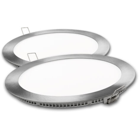 Downlight LED rond argenté Matel 18w lumière neutre (2 unités) (1/2)