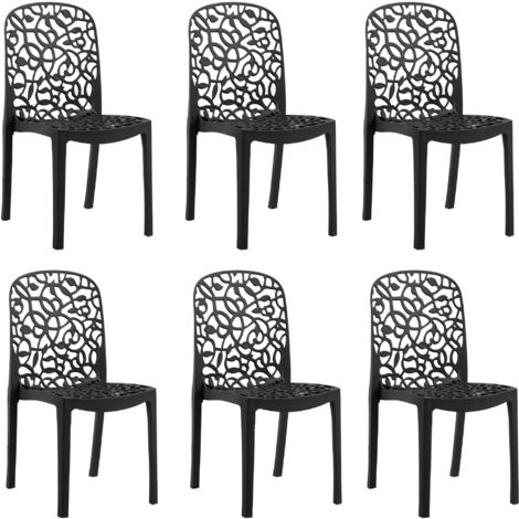 Lot de 6 chaises empilables en polypropylène – Résistantes aux intempéries et aux UV – Dimensions 87x50x47cm – Pieds antidérapants – Shaf (1/7)