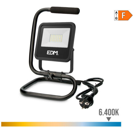 Projecteur Led Avec Support 30w 2370lm 6400k Lumière Froide Noire Série Edm (1/3)