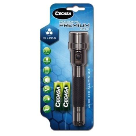 Cegasa torche personnelle premium 20lm -- en aluminium anodisé - résistante aux chocs et à l'humidité -- fonctionne avec 2 piles lr6 (incluses). (1/2)