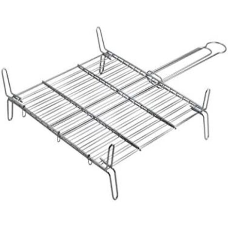 EDM – Gril double 50x50 cm – Barbecue charbon zingué conforme CE – Pour cuisson viande et légumes – Facile à nettoyer