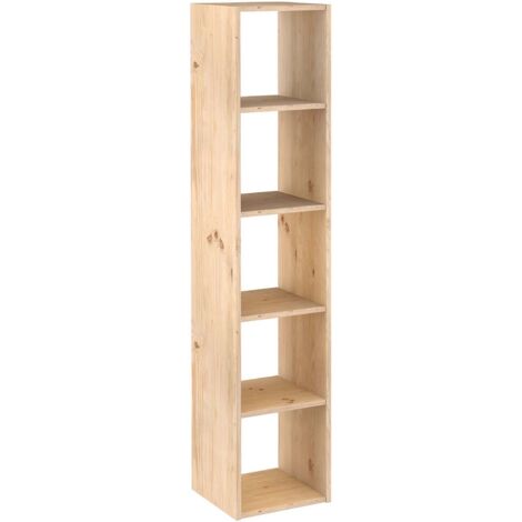 Idroweb – Étagère murale en pin massif – 5 tablettes – Charge max 50 kg – Dimensions 174,6x36,2x33 cm – Finitions brutes pour personnalisation