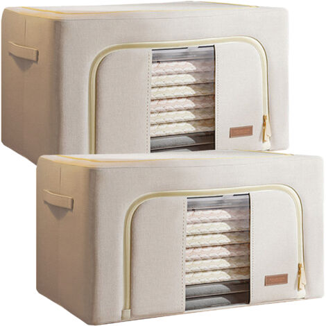 Lot de 2 boîtes de rangement pour le linge, 200 L (100x2), pliables, matière textile (1/5)