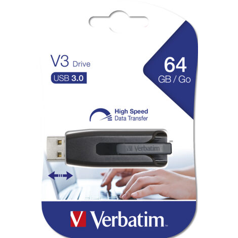 Verbatim V3 lecteur USB flash USB Type-A 3.2 Gen 1 (3.1 Gen 1) Noir, Gris (1/5)
