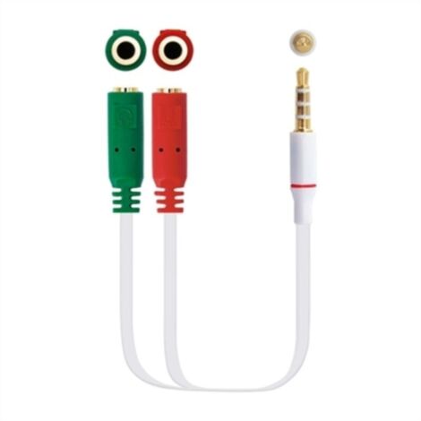 Nanocable Câble de prise audio 3.5/M 4 Pin-2Xjack 3.5/H 3 Pin 20 cm Blanco (1/2)