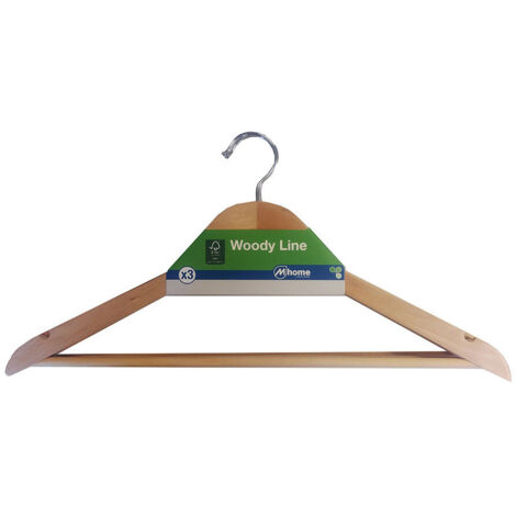 Lot de 3 cintres profilés en bois écologique FSC 43,5x22,5cm-14mm (1/3)