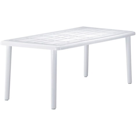 Garbar – Table rectangulaire de jardin 180x90cm – Polypropylène blanc – Résistante aux intempéries et protection UV – Pour 6 personnes