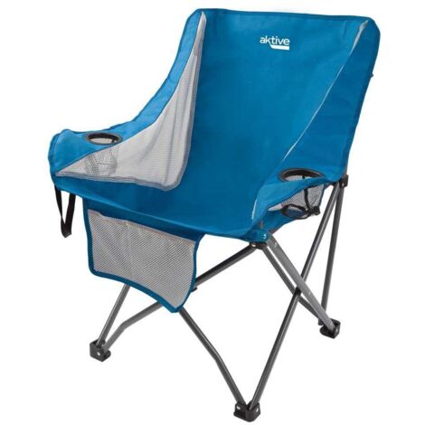 Aktive Chaise de camping pliante bleu confortable et robuste (1/3)