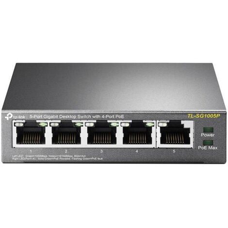 Tp-Link – Switch réseau 5 ports PoE TLSG1005P – 48V 1,25A – 10 Gbps – Compatible IEEE 802.3af – Pour caméras IP et téléphones VoIP - X502681 (1/10)