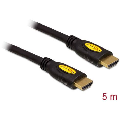 Câble de raccordement Delock HDMI Fiche mâle HDMI-A, Fiche mâle HDMI-A 5.00 m noir 82455 4K UHD, contacts dorés Câble H (1/2)