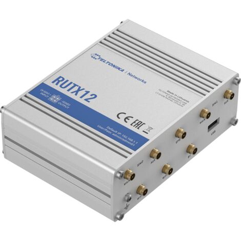 Routeur double LTE Cat 6 RUTX12 802.11ac 867 Mbit/s 10/100/1000 Mbit/s Ports Ethernet LAN (RJ-45) : 4 Prise en charge réseau : Non MU-MiMO : Oui 4G Type d'antenne : 4 SMA pour LTE, 2 RP-SMA p (1/5)