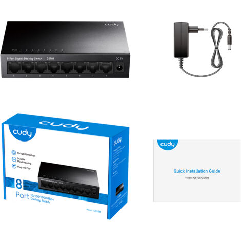 Commutateur réseau Cudy GS108 Gigabit Ethernet (10/100/1000) Noir (1/4)