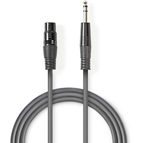 Cable audio symetrique xlr 3 broches femelle 635 mm male nickele 150 m rond pvc gris fonce gaine en carton (1/3)