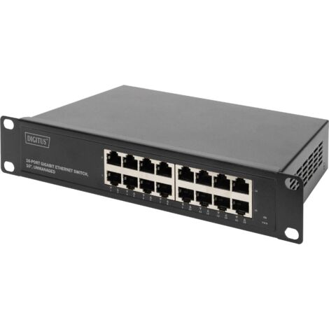 Switch réseau RJ45 16 ports Gigabit 10/100/1000 MBit/s – Auto MDI/MDIX – Montable en armoire 10 pouces – Pour réseaux professionnels – Digitus (1/8)