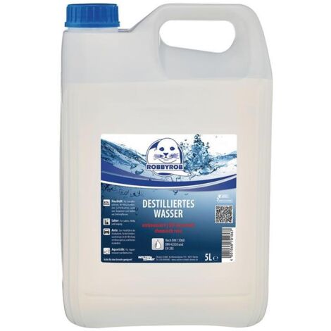 Eau distillée 5l en jerrican – Déionisée et chimiquement pure – Pour humidificateur, fer à vapeur et lave-glace – Qualité testée EN 285 – Robbyrob