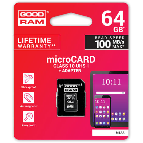 Carte mémoire Goodram M1AA-0640R12 64 Go MicroSDXC Classe 10 UHS-I