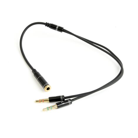 Gembird Adaptateur audio stéréo 3,5 mm mini jack/4pin/ câble audio 0,2 m 3,5 mm 2 x 3,5 mm noir (1/5)