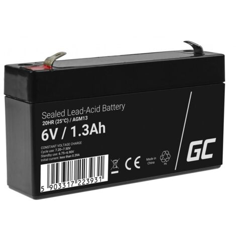 Batterie UPS Green Cell AGM13 Acide de plomb scellé (VRLA) 6 V 1,3 Ah (1/4)