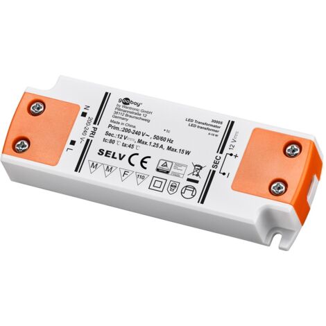 Transformateur LED 12 V DC 15 W – Tension de sortie 12 V – Charge maximale 15 W – Alimentation stable pour éclairage LED – Goobay (1/6)