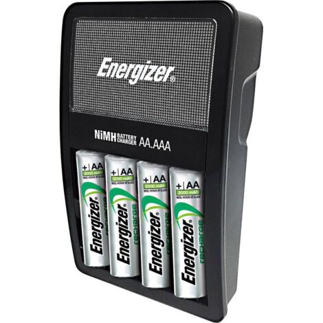 Energizer – Chargeur de piles NiMH 4 canaux – Avec 4 accus LR6 2000 mAh – Minuterie de sécurité – Tension 220-240V
