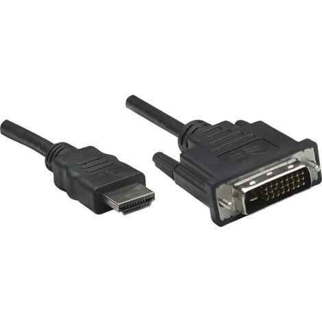 Câble adaptateur Manhattan HDMI / DVI Fiche mâle HDMI-A, Fiche mâle DVI-D 24+1 pôles 1.00 m noir 322 (1/3)