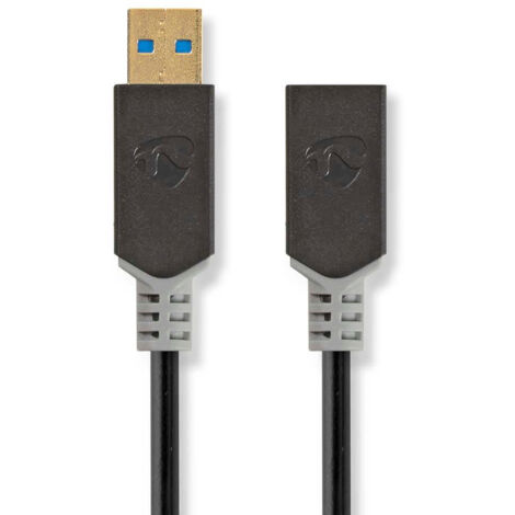 Cable usb usb 32 gen 1 usb a male usb a femelle 5 gbps plaque or 200 m rond pvc anthracite boite 387 (1/3)