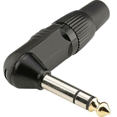 Jack 6.35 mm mâle, coudé Hicon HI-J63SA06 Nombre de pôles: 3 noir 1 pc(s) S195551 (1/3)