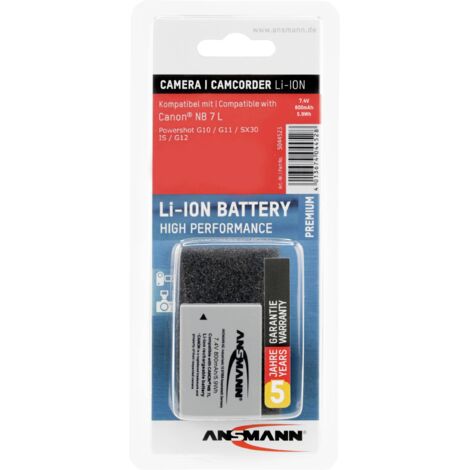 Ansmann NB-7L Batterie pour appareil photo Remplace l'accu d'origine NB-7L 7.4 V 800 mAh S152791 (1/4)