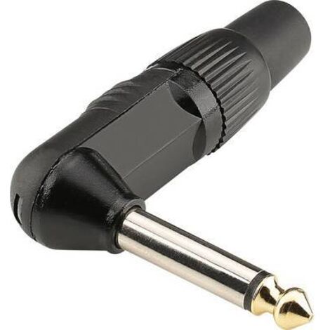 Jack 6.35 mm mâle, coudé Hicon HI-J63MA06 Nombre de pôles: 2 noir 1 pc(s) S195991 (1/2)