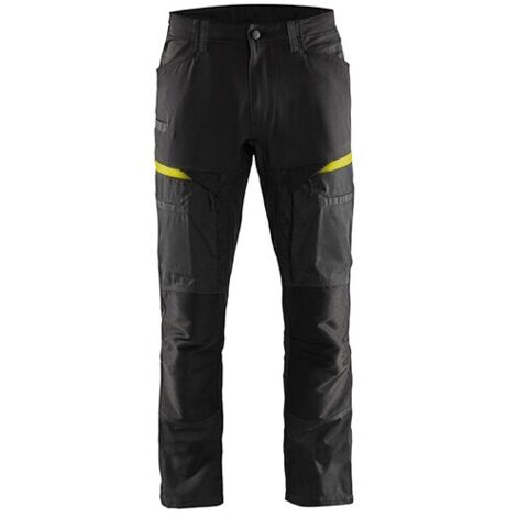Pantalon de travail stretch 1456 - Noir/Jaune fluo S - FR(38) - SE(C44) - Courtes (1/2)